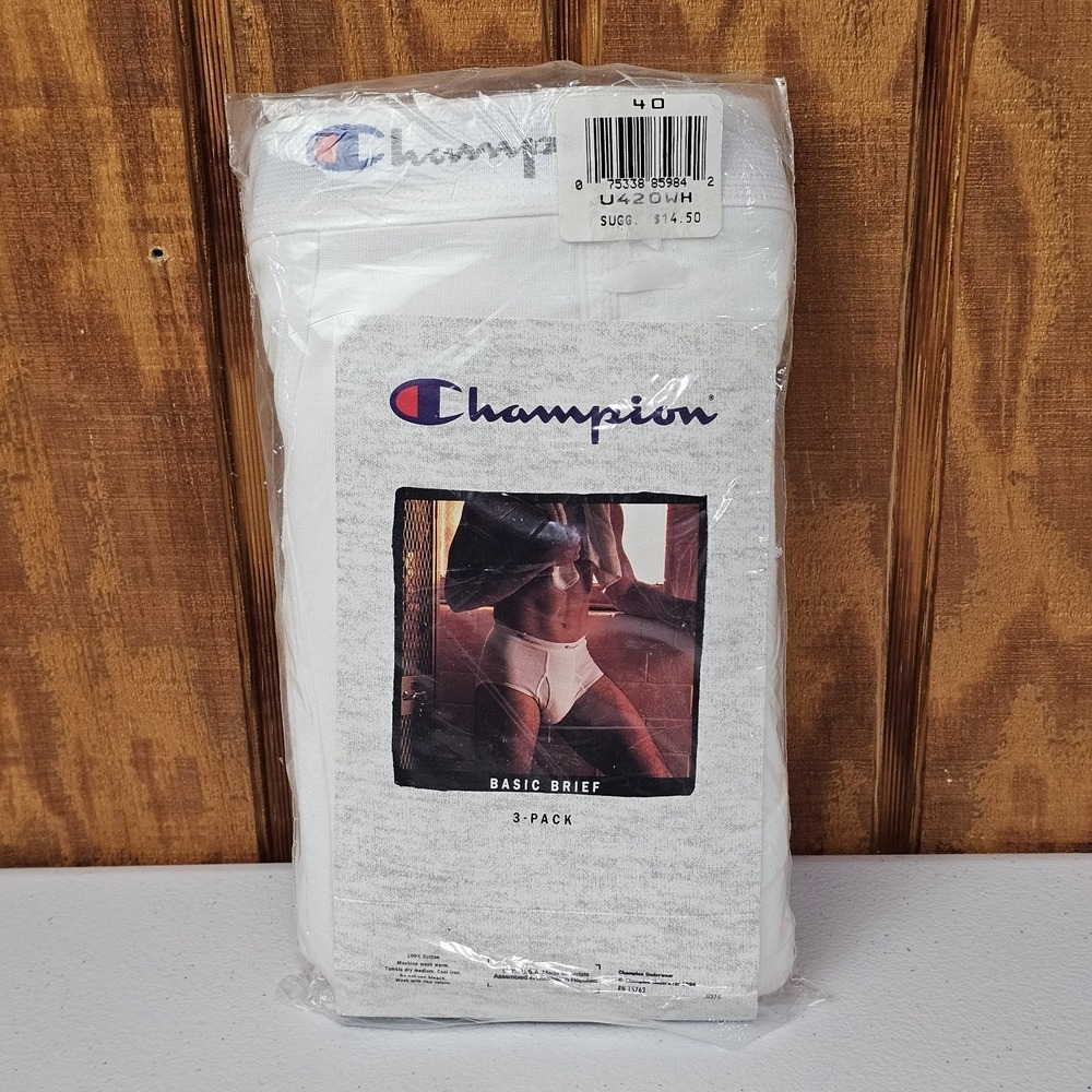NEW Vtg 1996 Champion Basic Brief 3-Pack Men's Size 40 Tighty Whities NOS